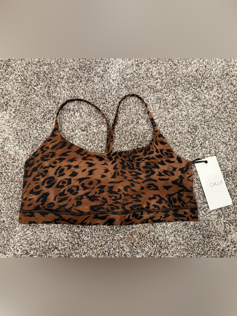 CALIA Strive Low Support Longline Sports Bra XL Leopard Print NWT